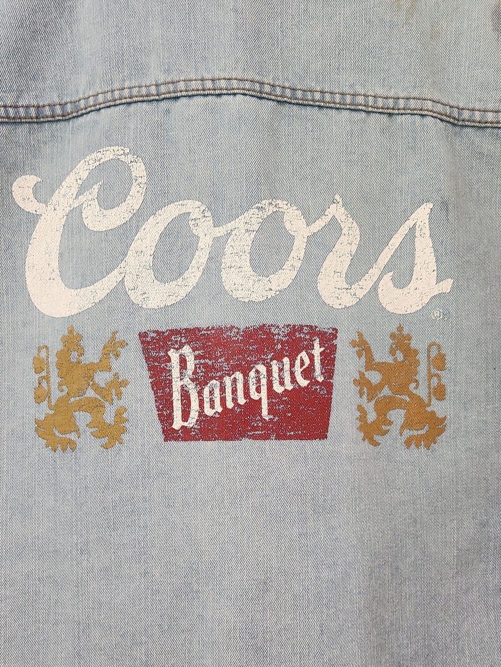 Coors Banquet Hooded Denim Trucker Jacket Light Wash L - Picture 4 of 16